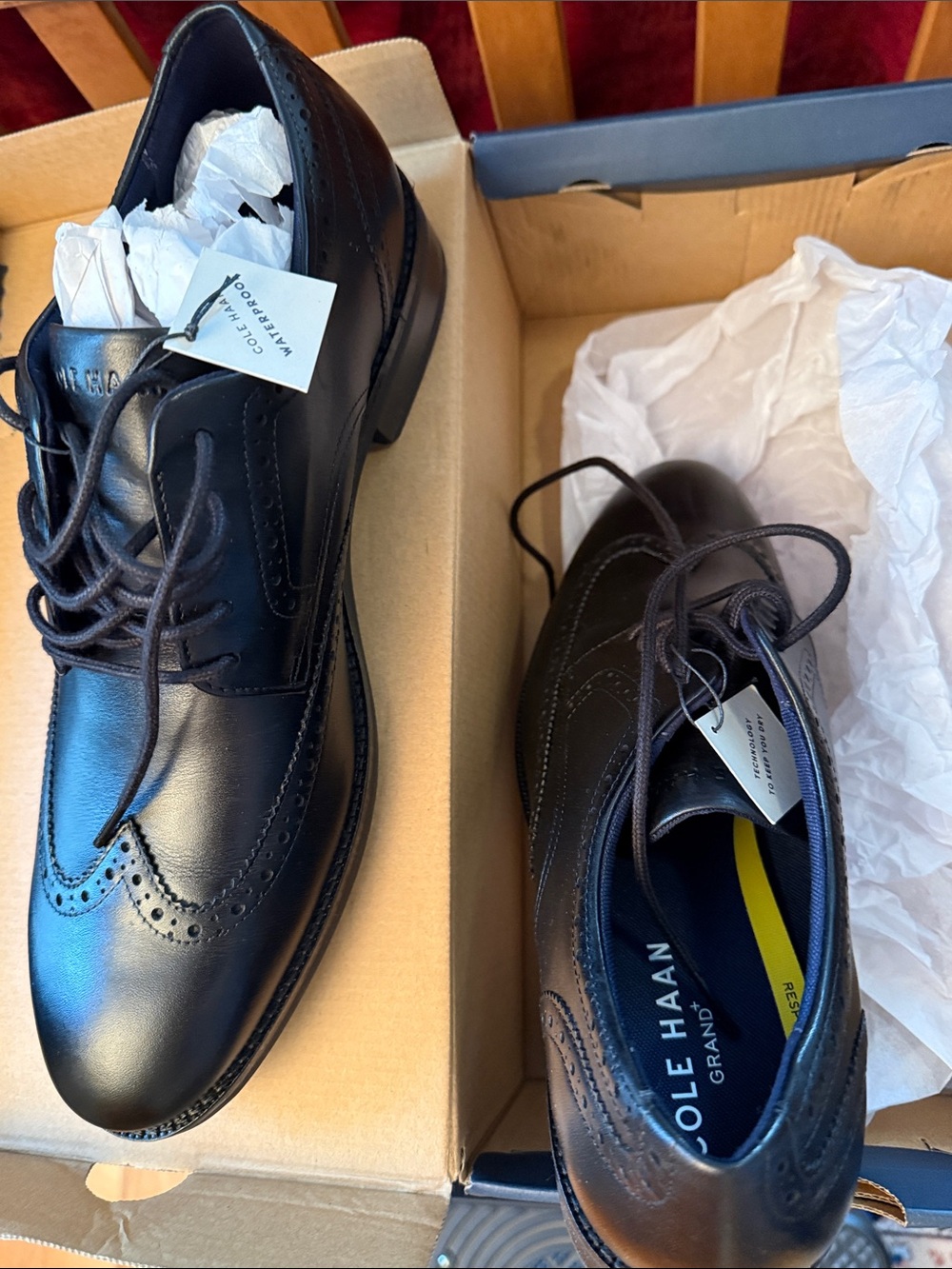 Cole Haan Black Leather Wingtip Derbys